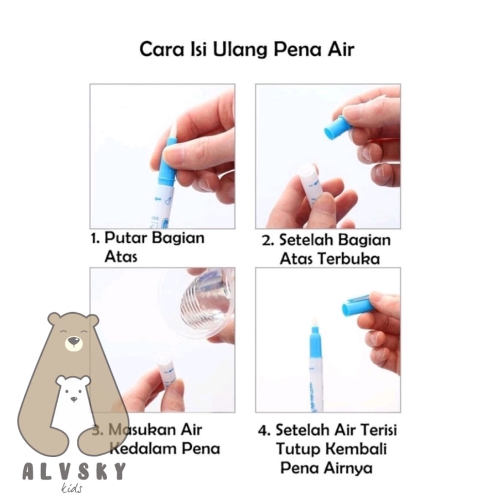 MAGIC WATER BOOK MAGIC WATER PEN BUKU GAMBAR MEWARNAI BUKU WARNA MAINAN EDUKASI ANAK