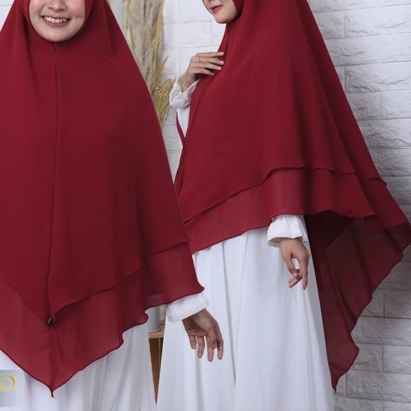 Khimar Ceruti Babydoll Jilbab Syari Jumbo 2 Layer HAURA JS PET ANTEM