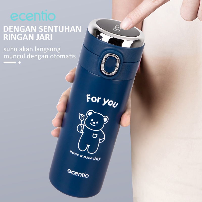 Foodi 420ml termos air panas mini Led Display Vacuum Cup 304 stainless steel Biru tua tumbler minum termos botol minum termos