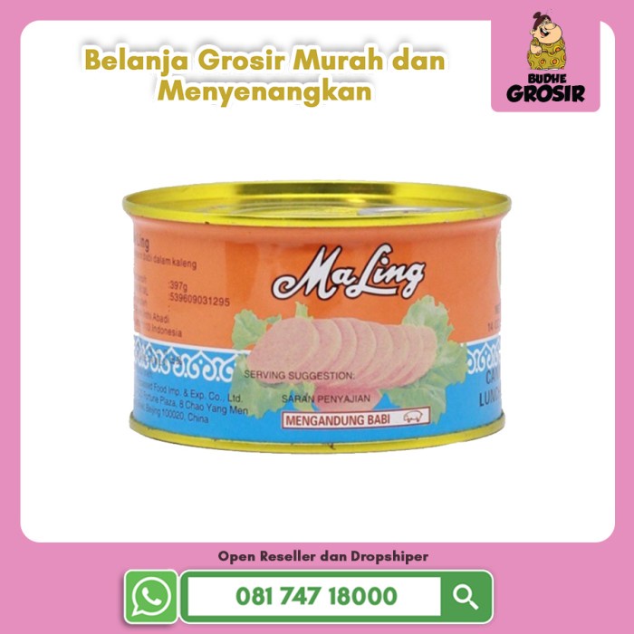 

READY MaLing / Ma Ling Pork Canned Daging Babi FYF 397g / Daging Babi Kaleng - Meli Non Bubble
