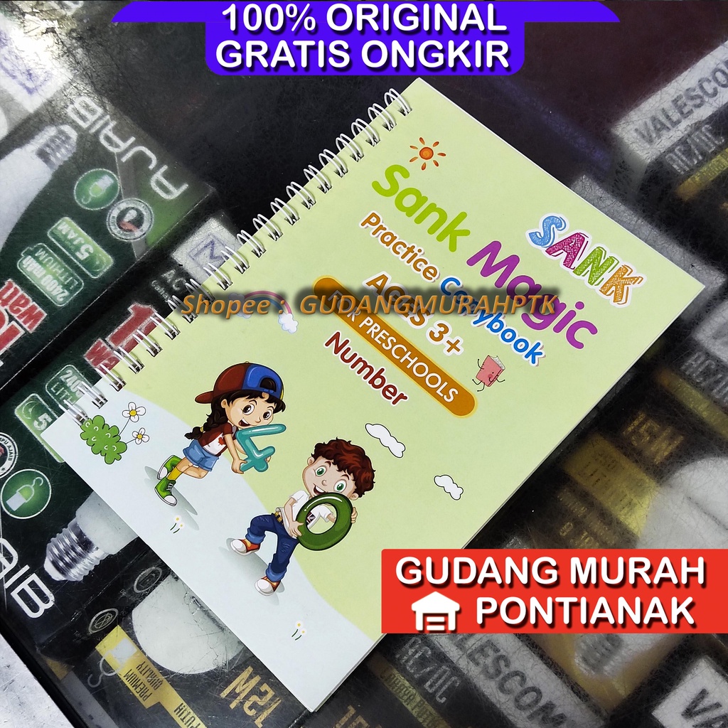 Sank Magic book 3D Buku Edukasi Anak Belajar Menulis Untuk TK Angka &amp; Huruf / buku magic Belajar Tulis Belajar Gambar / sank book buku magic