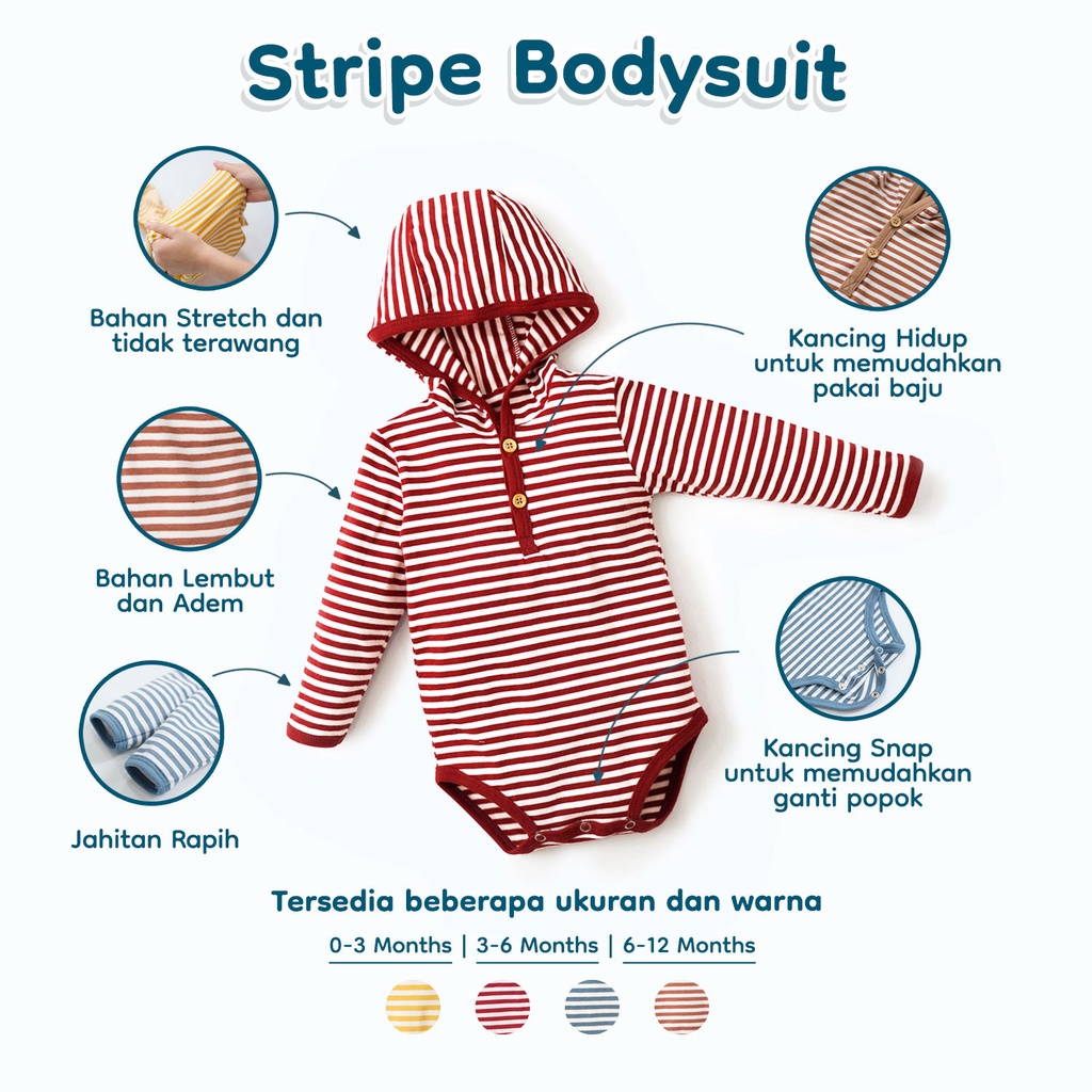 Nice Kids - Stripe Bodysuit Baby (Baju Bayi / Bodysuit One Piece Jumper Romper Bayi)