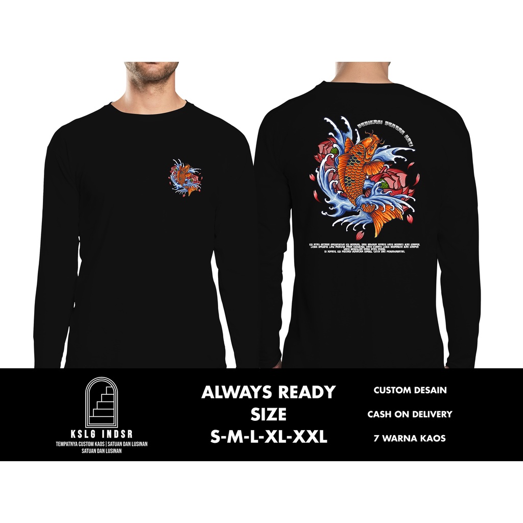 Kaos Lengan Panjang Pecinta Ikan Koi Dedikasi Dengan Hati Pecinta Koi Indonesia - Kaosilogis