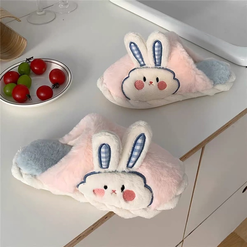 Sandal Bulu Korea PREMIUM Berkualitas Indoor Outdoor Anti Slip Motif Rabbit