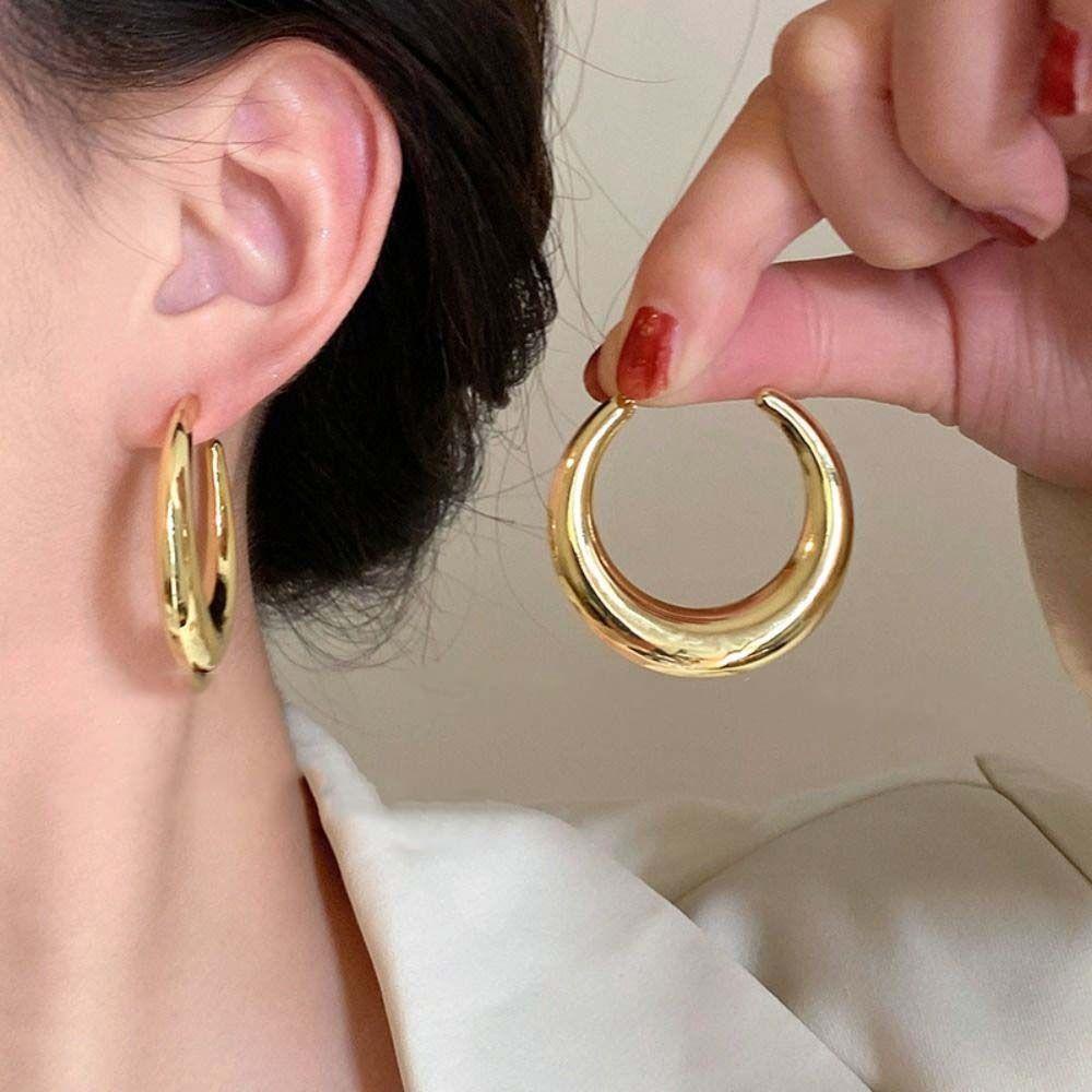 Mxbeauty Anting Hoop Wanita Kepribadian Keren Punk Fashion Logam Tampan Perhiasan Fashion