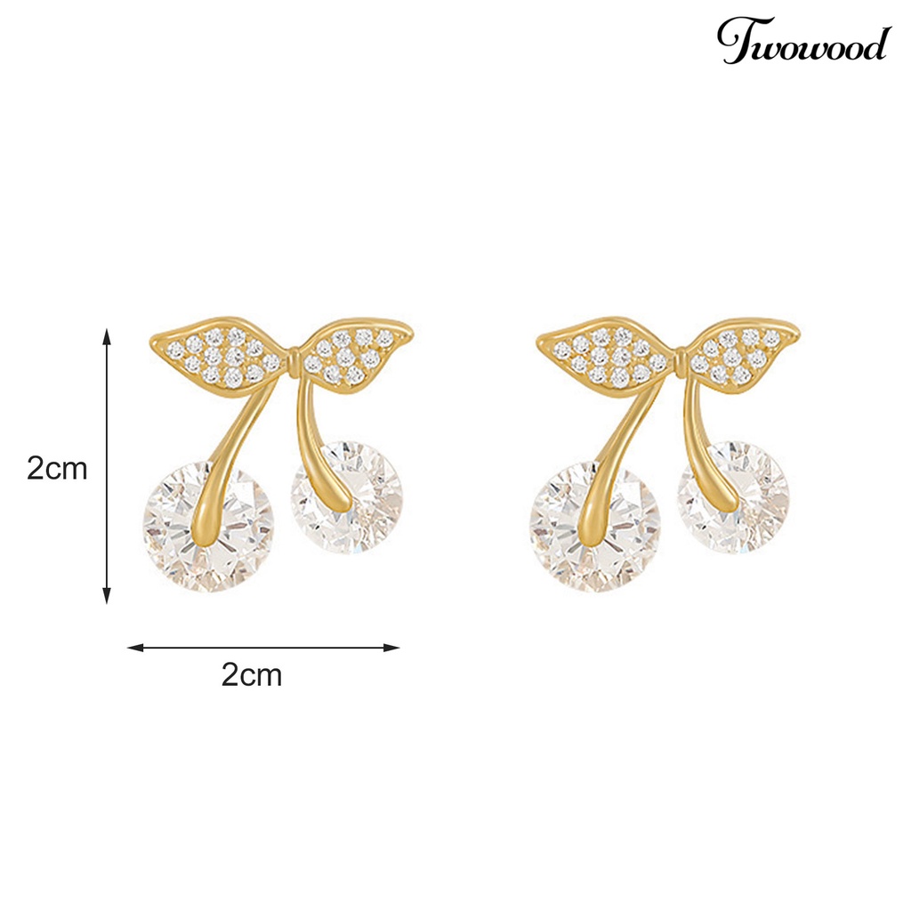 1 Pasang Anting Stud Mutiara Berlian Imitasi Shiny Untuk Wanita