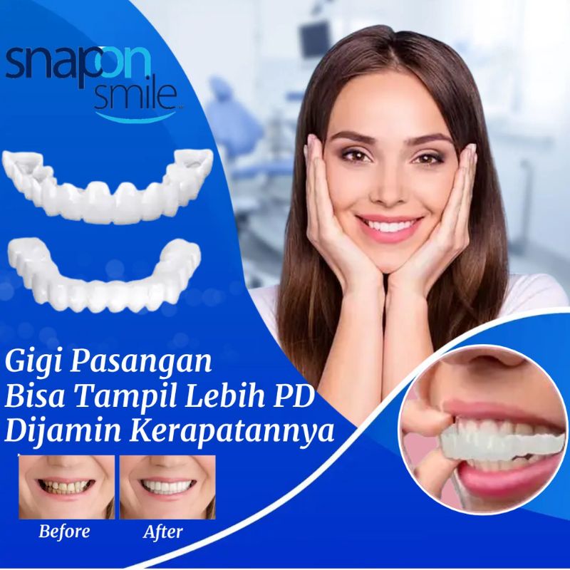 1 set Gigi Palsu Instan Atas Bawah Snap On Smile Gigi Palsu Instan