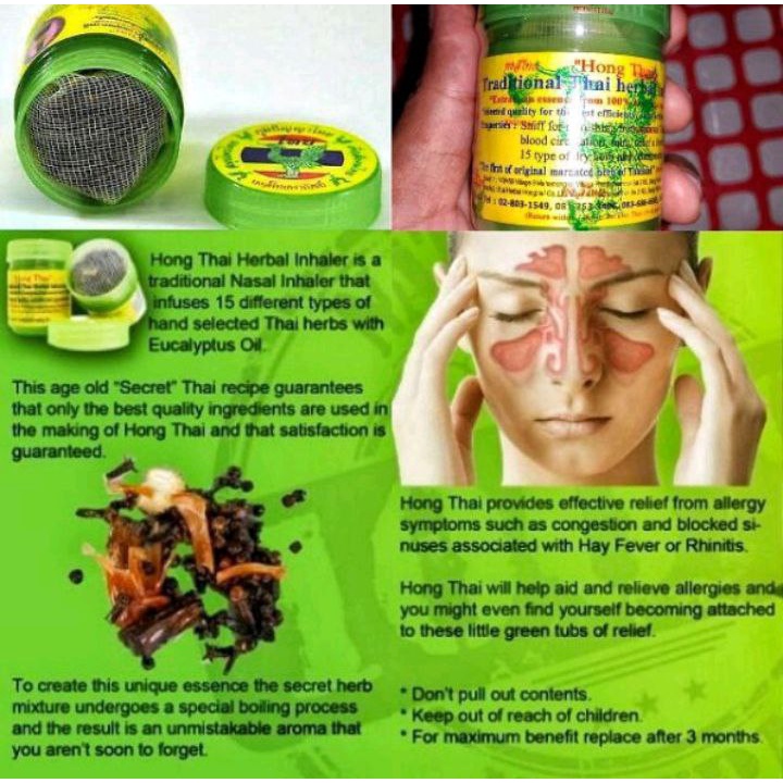 Hong Thai Traditional Thai Herbal Inhaler / Hidung Tersumbat , Vertigo 100% ORIGINAL PRODUK THAILAND