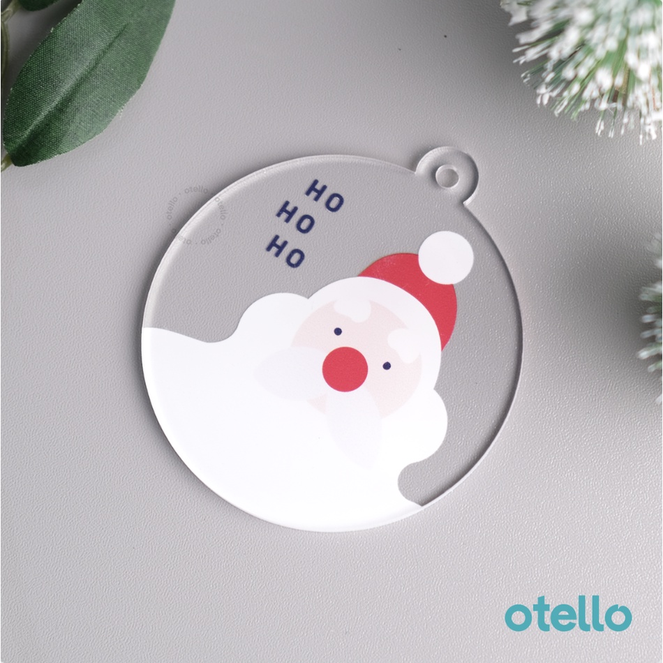 Christmas Tag Akrilik Round Print Hiasan Hampers Hang Tag Parcel Natal Acrylic Gantungan Dekorasi Kado