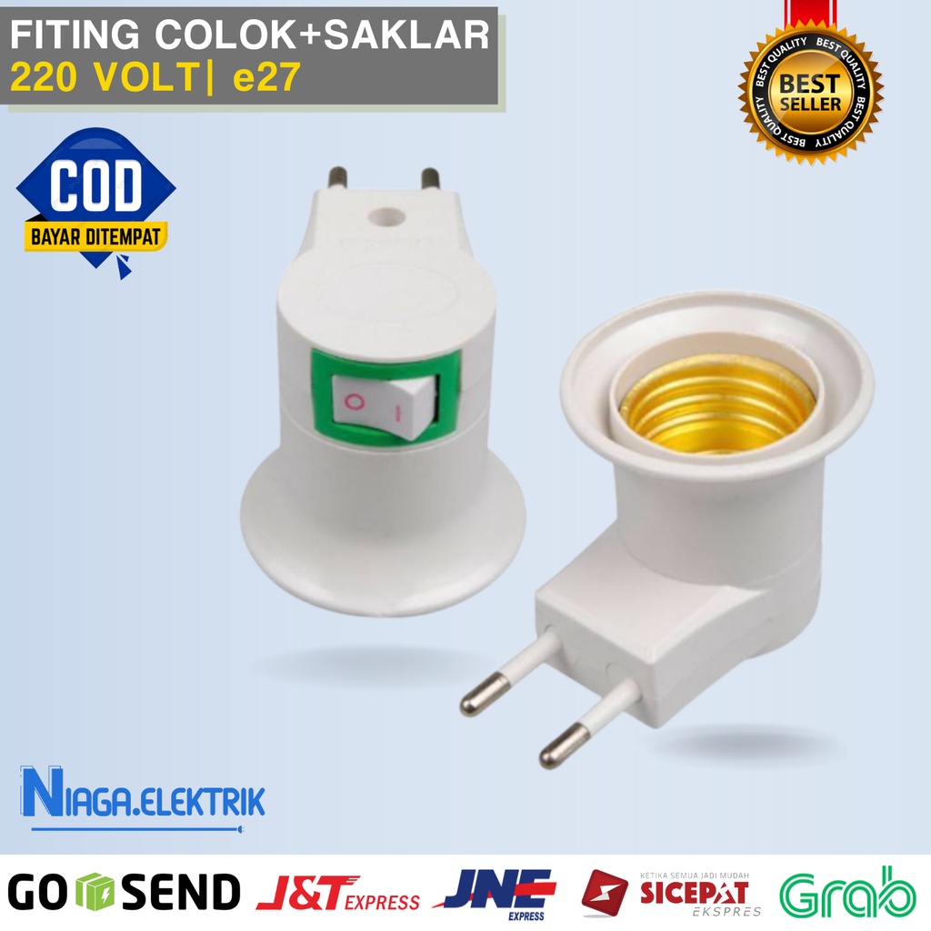 Fitting lampu nyatu dengan colokan steker saklar listrik fiting sakelar swich untuk test cek bohlam 