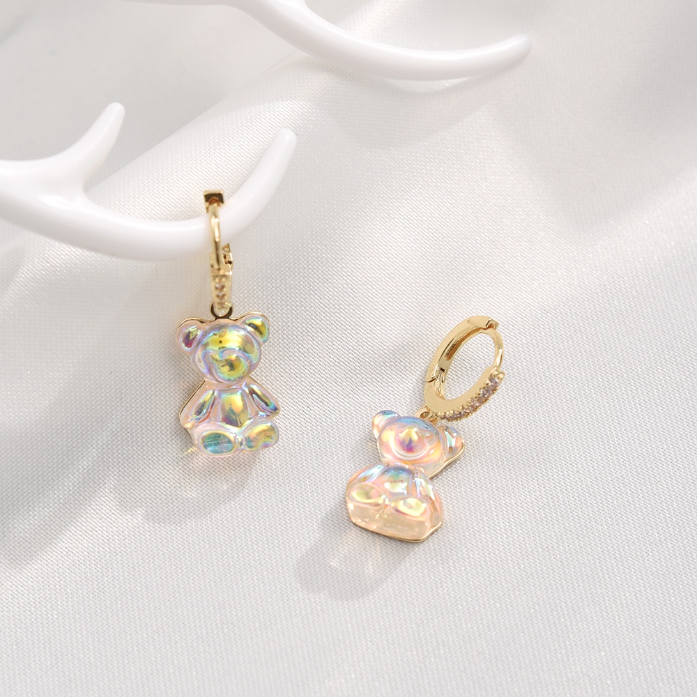 Anting Juntai Liontin Gummy Bear Bahan Akrilik Warna Permen Pelangi Gaya Korea Untuk Wanita