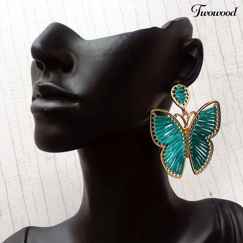 1 Pasang Anting Desain Butterfly Warna-Warni Gaya Boho Untuk Wanita