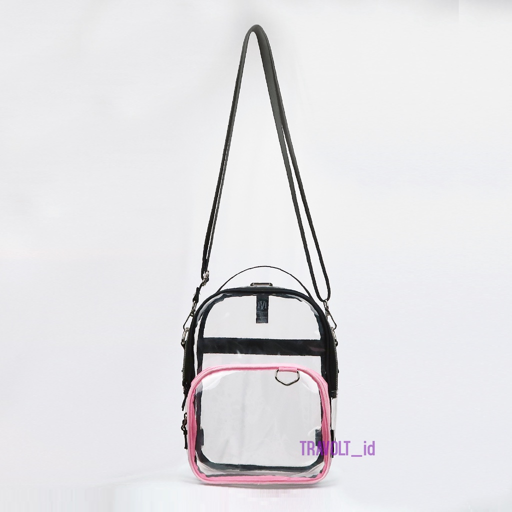 Premium Sling Bag 3 in1 - Travolt - Special Edition BLack-PINK color- Tas PVC Mika tebal - Tas Konser KPOP