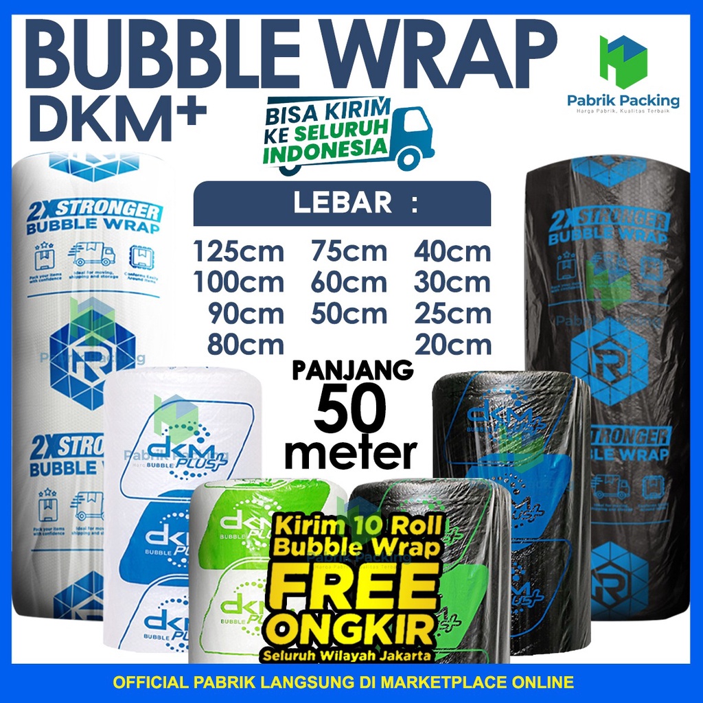 

tAe PLASTIK BUBBLE WRAP DKM+ TEBAL BUBBLE PACKING 50 METER GROSIR TERMURAH