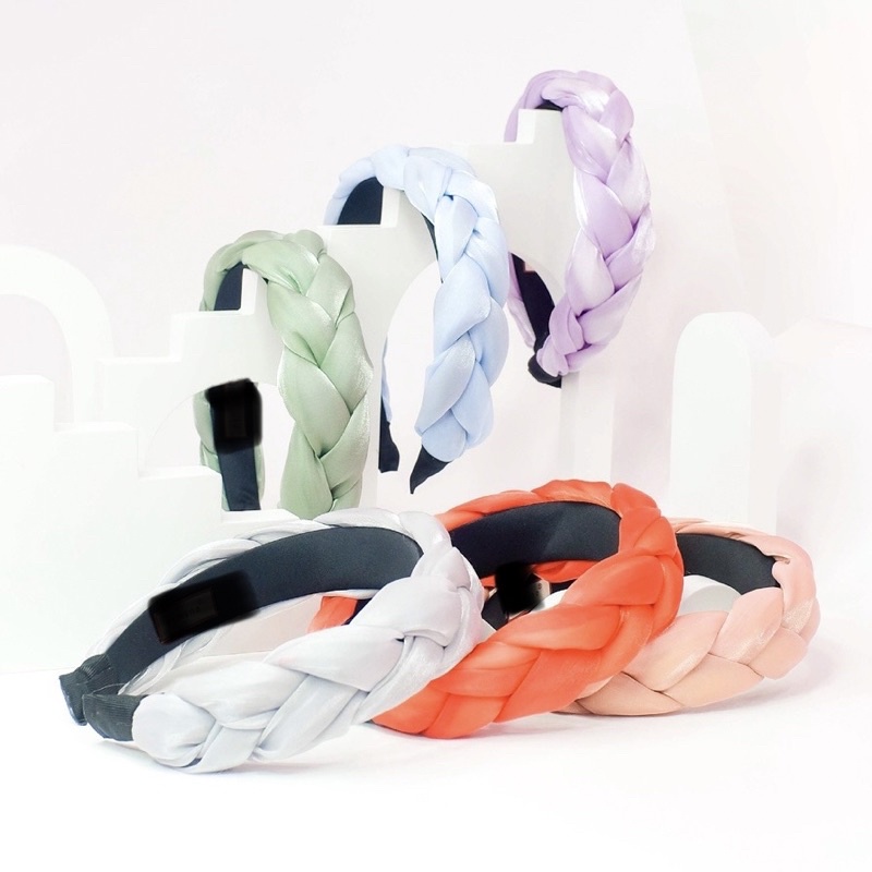 Bando Kepang Wanita Scrunchie / Bandana Nagita Organza / Headband Kepang Jalin Besar Ala Korea Aksesoris Rambut Wanita