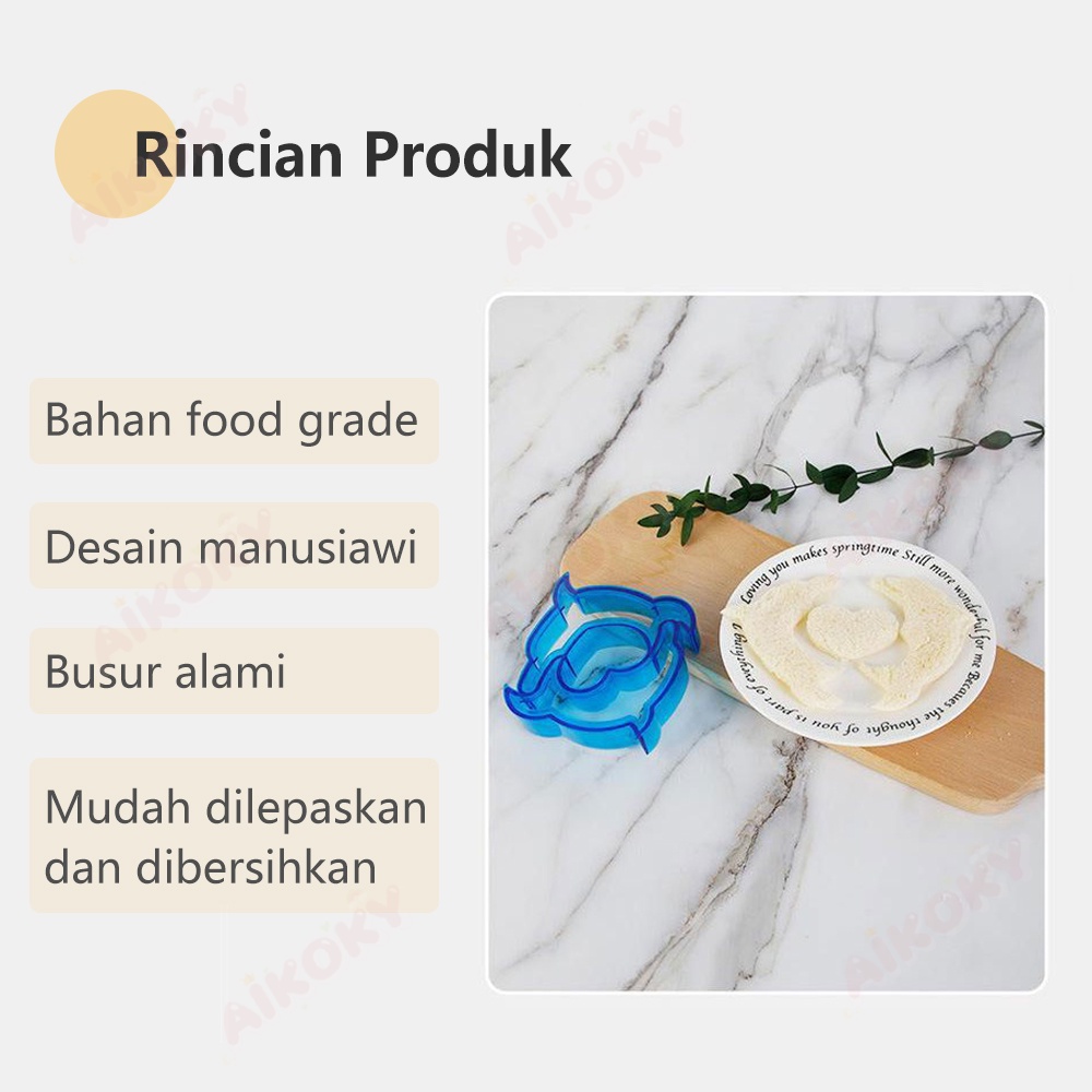 Aikoky Cetakan Pemotong Roti Biskuit Sandwich/Cetakan Bekal Anak DIY