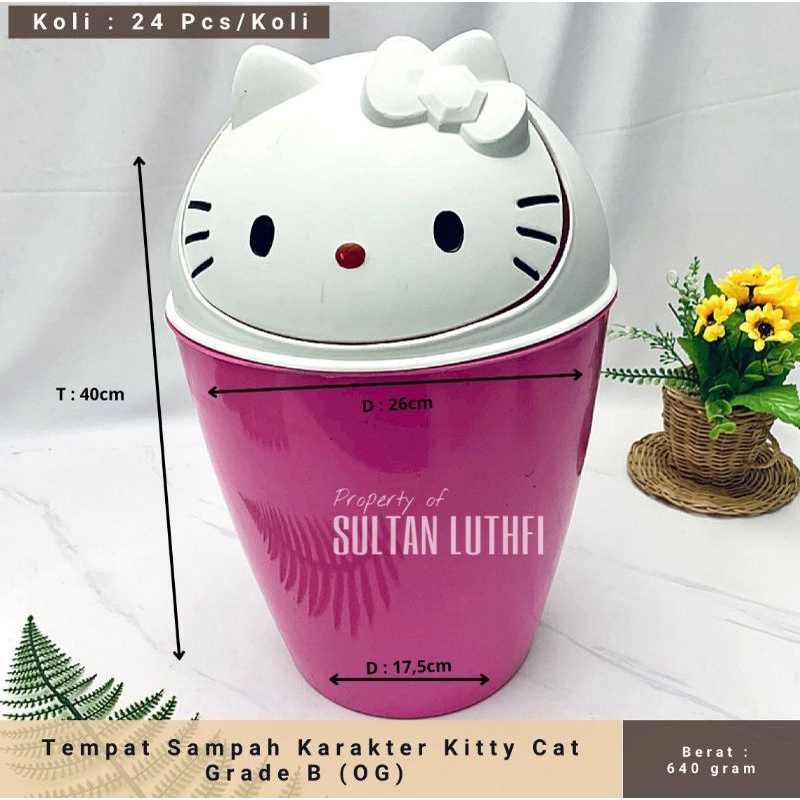 Tempat Bak Wadah Sampah Karakter Hello Kitty Pink 26 Cm