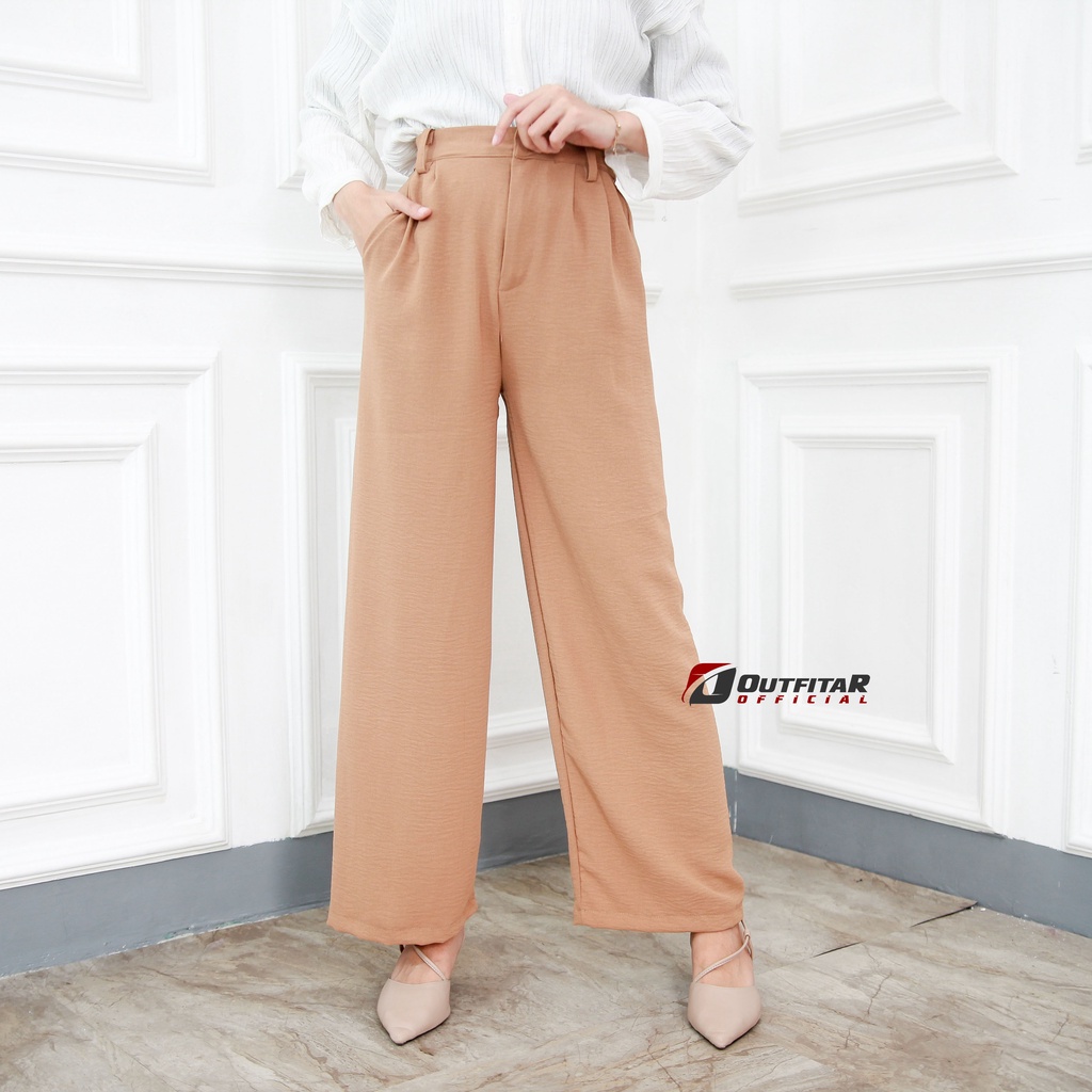 Celana Kulot Wanita Highwaist Kulot Premium Cringkle Pants