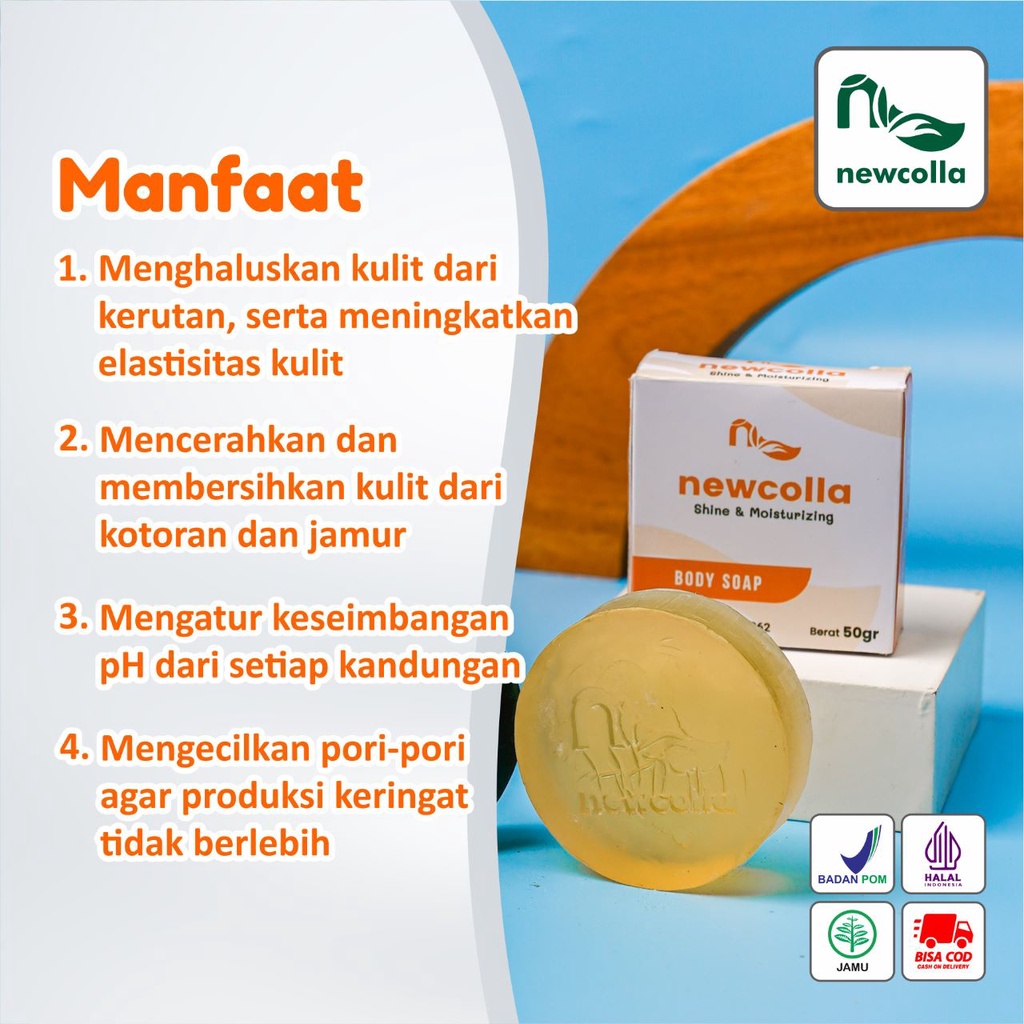 Newcolla Body Soap Sabun Kolagen Pencerah &amp; Pemutih Kulit Badan Ampuh Collagen Original Bpom