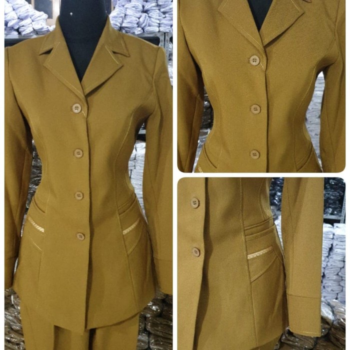 Blazer Baju Seragam Pemda Pns Kantor Wanita Cewek Kerah Jas Panjang