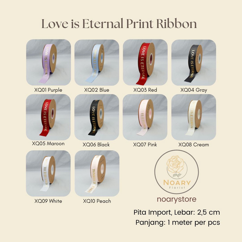 Love Is Eternal Print Ribbon  / Pita Satin / Ribbon / Pita Import / Pita Bunga / Pita Kado / Pita Chiffon / Pita Termurah / Flower Ribbon / Florist Ribbon / Pita / Pita Grosir / Pita Besar Kecil Medium / Satin / OPP / Pita Tarik / Florist supply