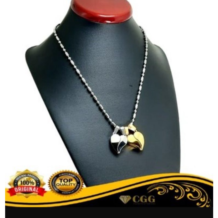 Kalung liontin couple Titanium love Necklace pria/wanita