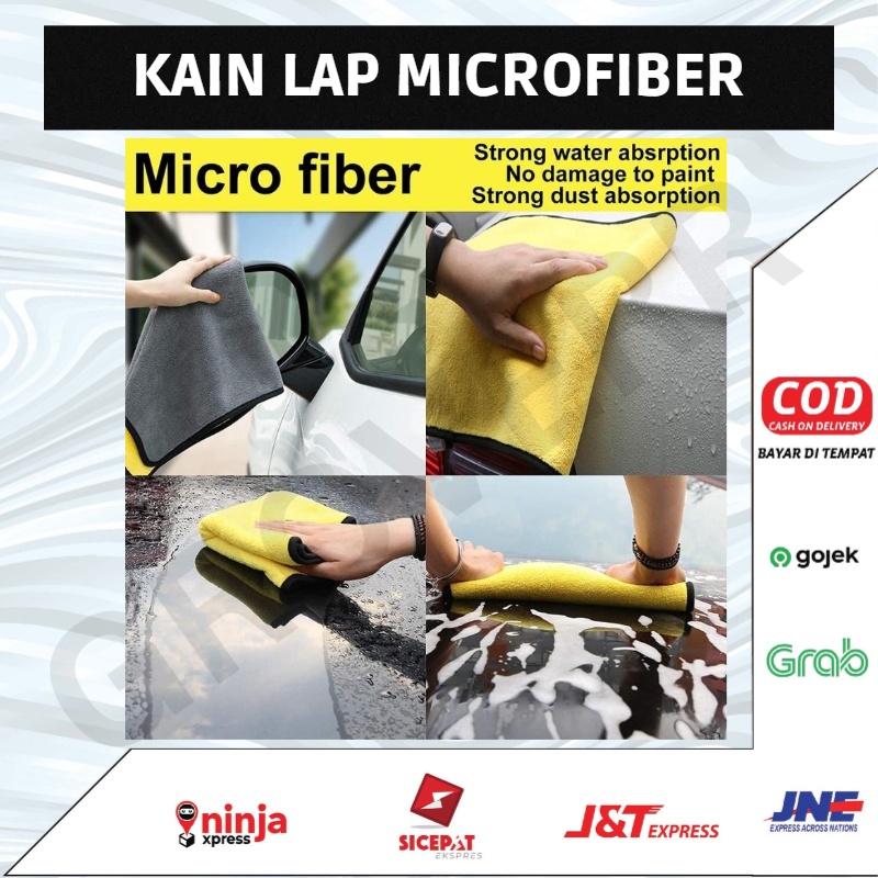 Kain Handuk Lap Microfiber Alat Pembersih Serap Air Minyak Kotoran Kaca Motor Mobil Helm Lantai Meja Kursi Jendela Kompor Dapur 2 Sisi Halus Tebal Daya Serap Tinggi Multifungsi Anti Lecet Ukuran 30x30 Mikrofiber Car Wash Towel