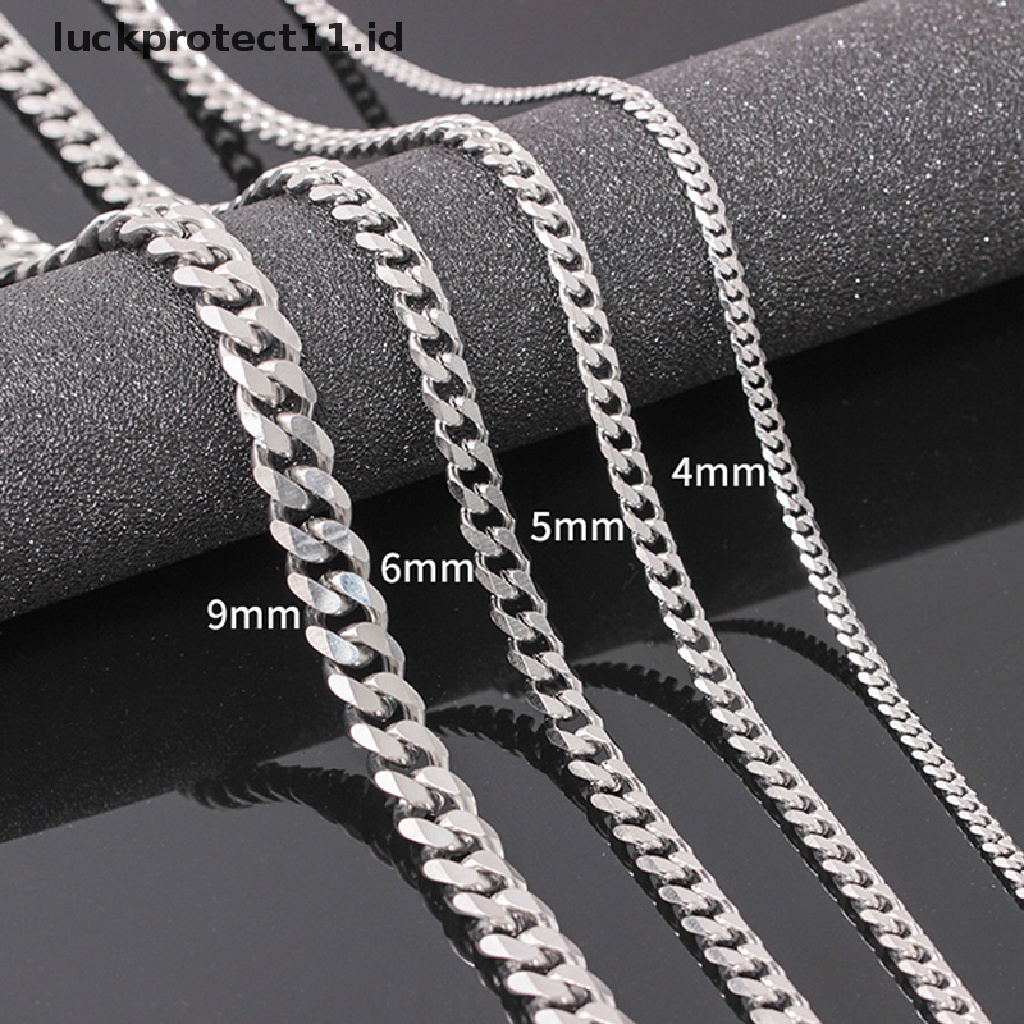 Kalung Rantai Bahan Stainless Steel Ukuran 4-6mm Gaya Hip Hop Untuk Pria