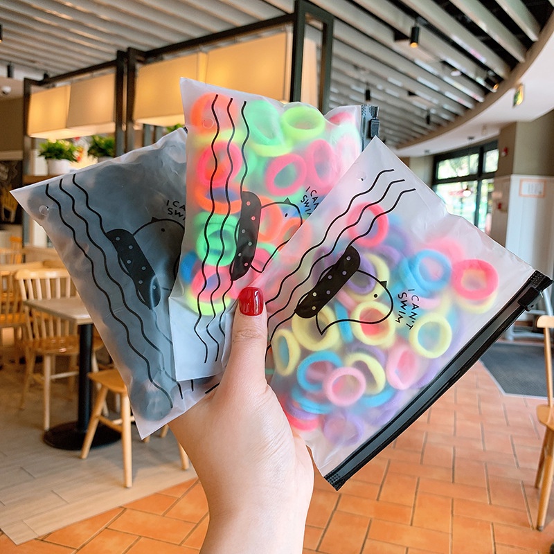 (ISI 50) - Ikat Rambut Donut Anak Perempuan / GRATIS POUCH Kunciran Karet Lucu Anak Perempuan Mainan Hadiah Import Bayi Kiosbalitaaprillia