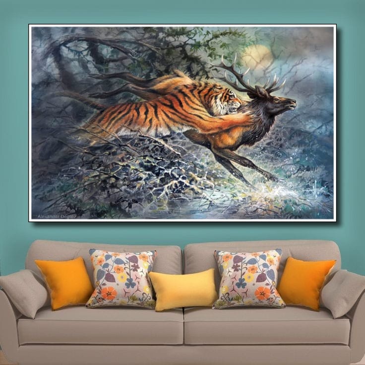 Hiasan Dinding Poster Gambar Harimau Xtra Jumbo Besar Best seller Ukuran 100x70cm 150x100cm 200x100c