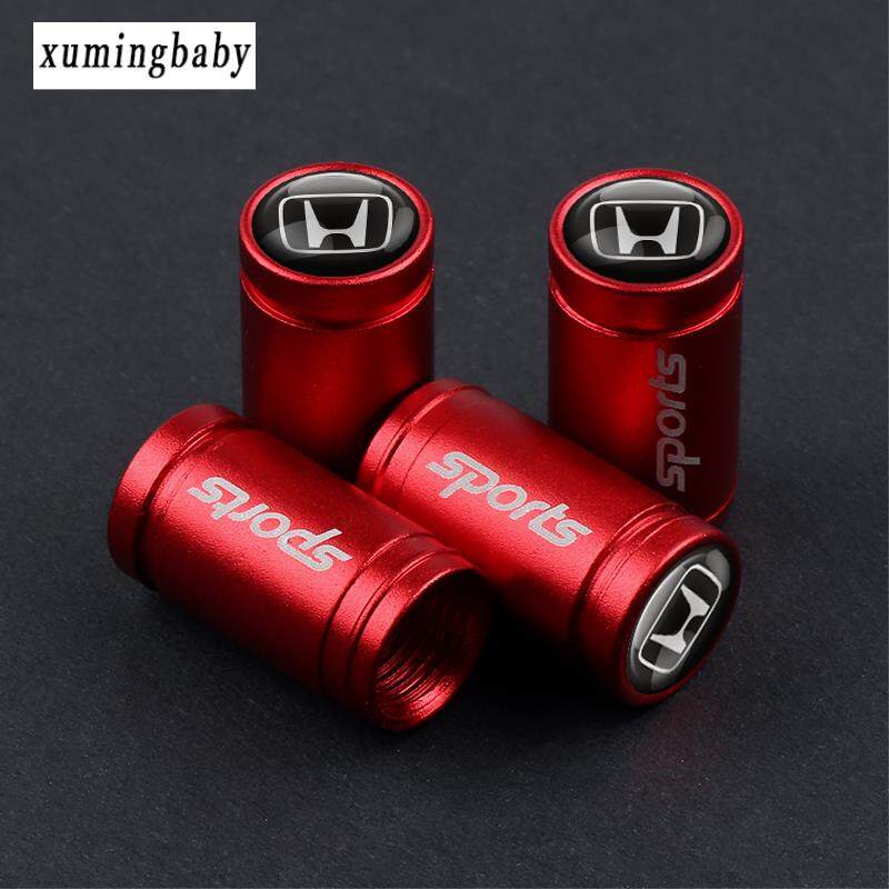 Xuming 4pcs Tutup Pentil Ban Mobil Bahan Aluminum Metal Untuk Honda Civic Accord 7 Fit Jazz Crv Hrv