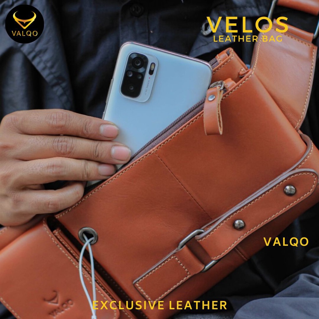 [VALQO] VELOS Tas kulit sapi Waist Bag Tas Dada Sling bag Selempang Pinggang Tas Pria Cowok