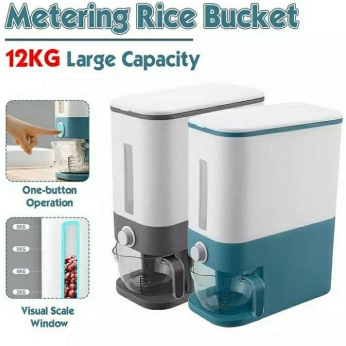 Rice Storage Box 12 Kg - Dispenser Beras Otomatis - Tempat Beras