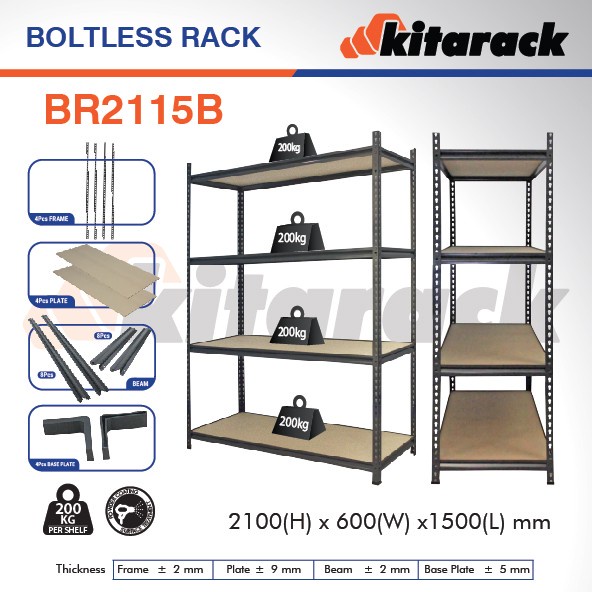 WAREHOUSE RACK KITARACK BR2115B BOLTLESS RAK GUDANG 4 SUSUN 2.1 METER