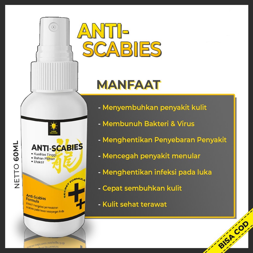 ANTI SCABIES Obat Jamur Kucing/Kelinci Scabies/Demodex/Impetigo/Jamur/Kutu/Parasit/Cacing Hati/Gatal Kulit [ CS ]