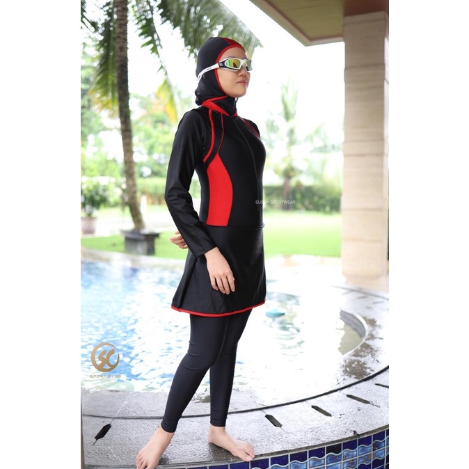 Baju Renang Diving Muslimah Polos Dewasa Berjilbab DV-057 Sport Club