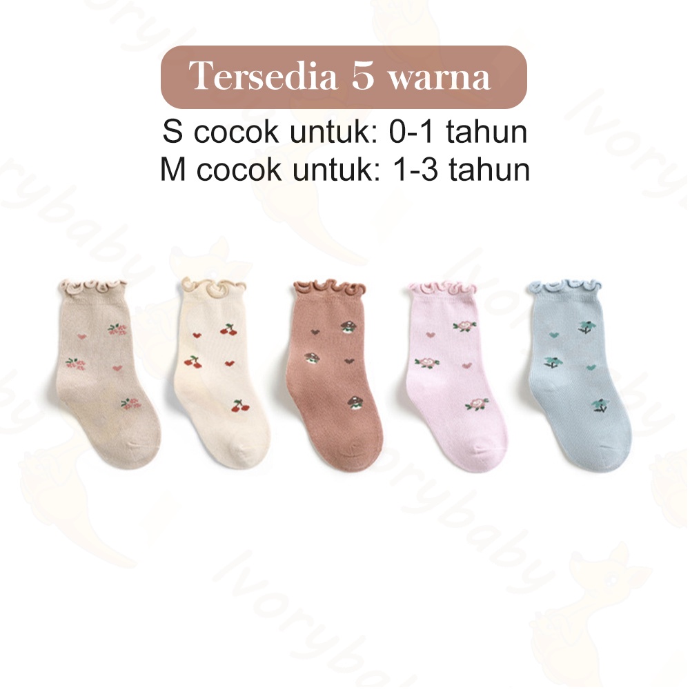 Ivorybaby Kaos Kaki bayi anak perempuan ruffle Baby Socks kaus kaki bayi anak