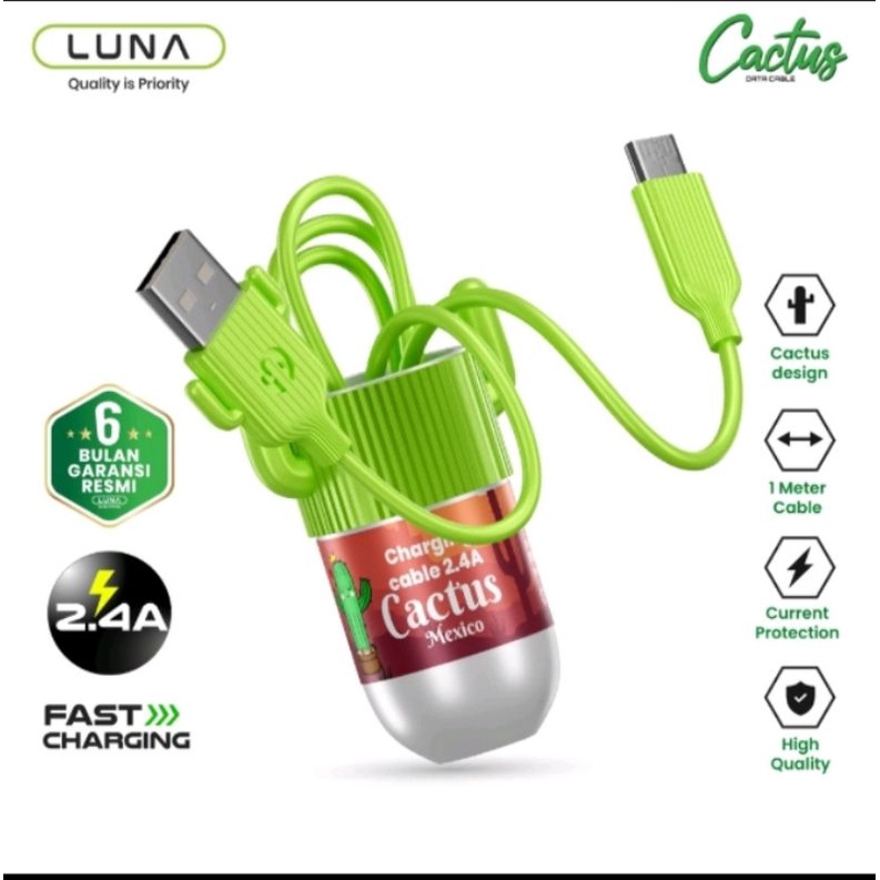LUNA Cable Data Fast Charging 2.4A ( Micro USB ) Kabel Data Cactus