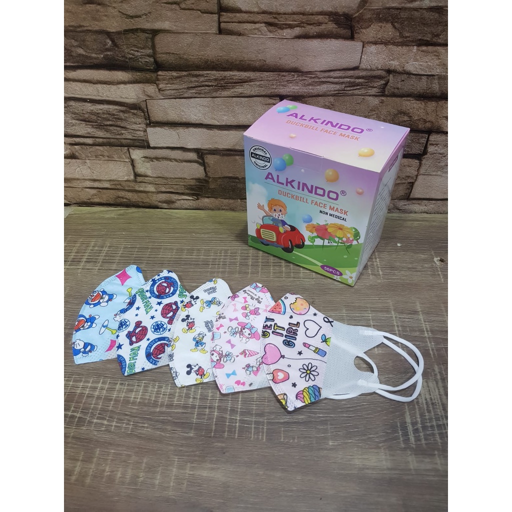 Masker Dukbill Alkindo Anak Motif 1box isi 50