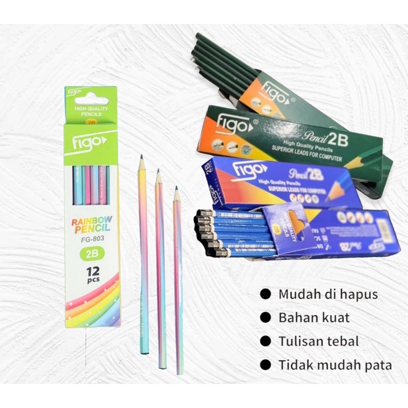 (12pcs) PENSIL 2B UJIAN HIGH QUALITY MERK FIGO