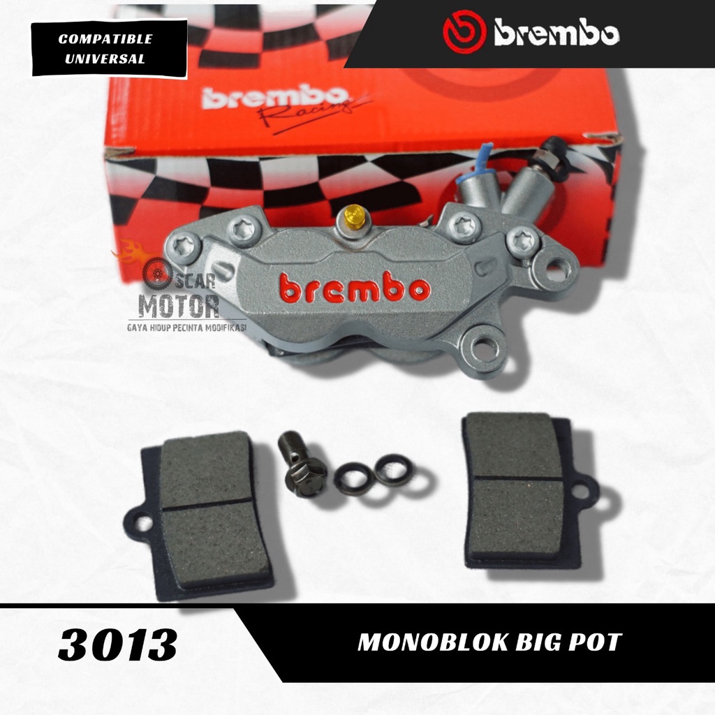 Kaliper 4Piston MONOBLOK Caliper Big Pot Axial Kanan BREMBO Universal   By Mega_Racing