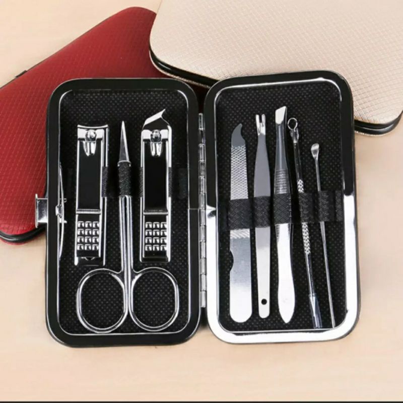 (Warna acak) Gunting Kuku Set 8in1 Potongan Potong Kuku Isi 8 pcs