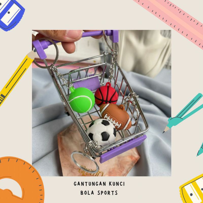 GANTUNGAN KUNCI MODEL BOLA SPORTS AKSESORIES GANCI LUCU KEREN FANCY UNIK OLAHRAGA BISA COD TERMURAH IMPORT PELENGKAP SOVENIR