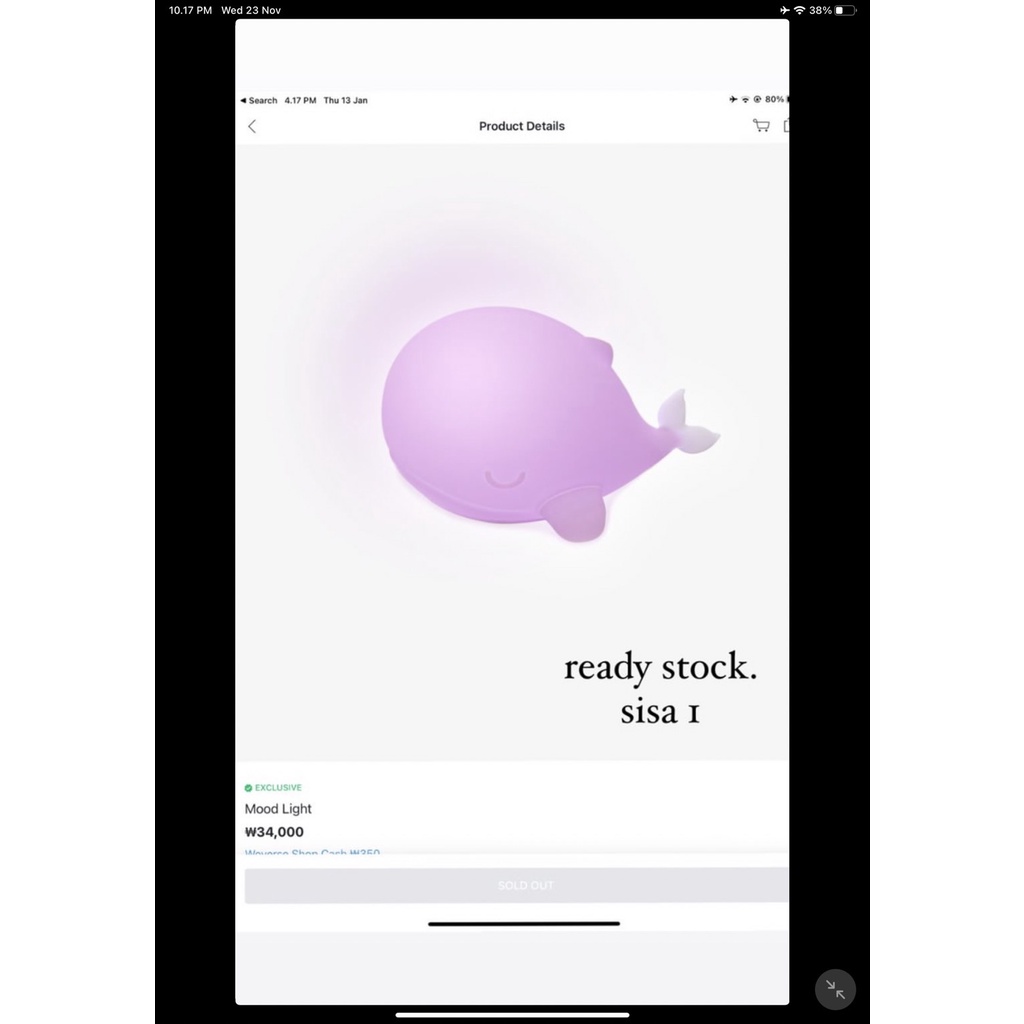 MOOD LIGHT WHALE MERCH BTS [READY STOCK]