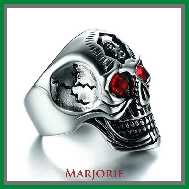 Cincin Motif Tengkorak Trend Fashion vintage rock ruby cincin Untuk Pria Aksesoris-MJD