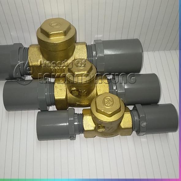 Klep tabok 3/4 inch kuningan + Sok drat luar Rucika + Seal tape