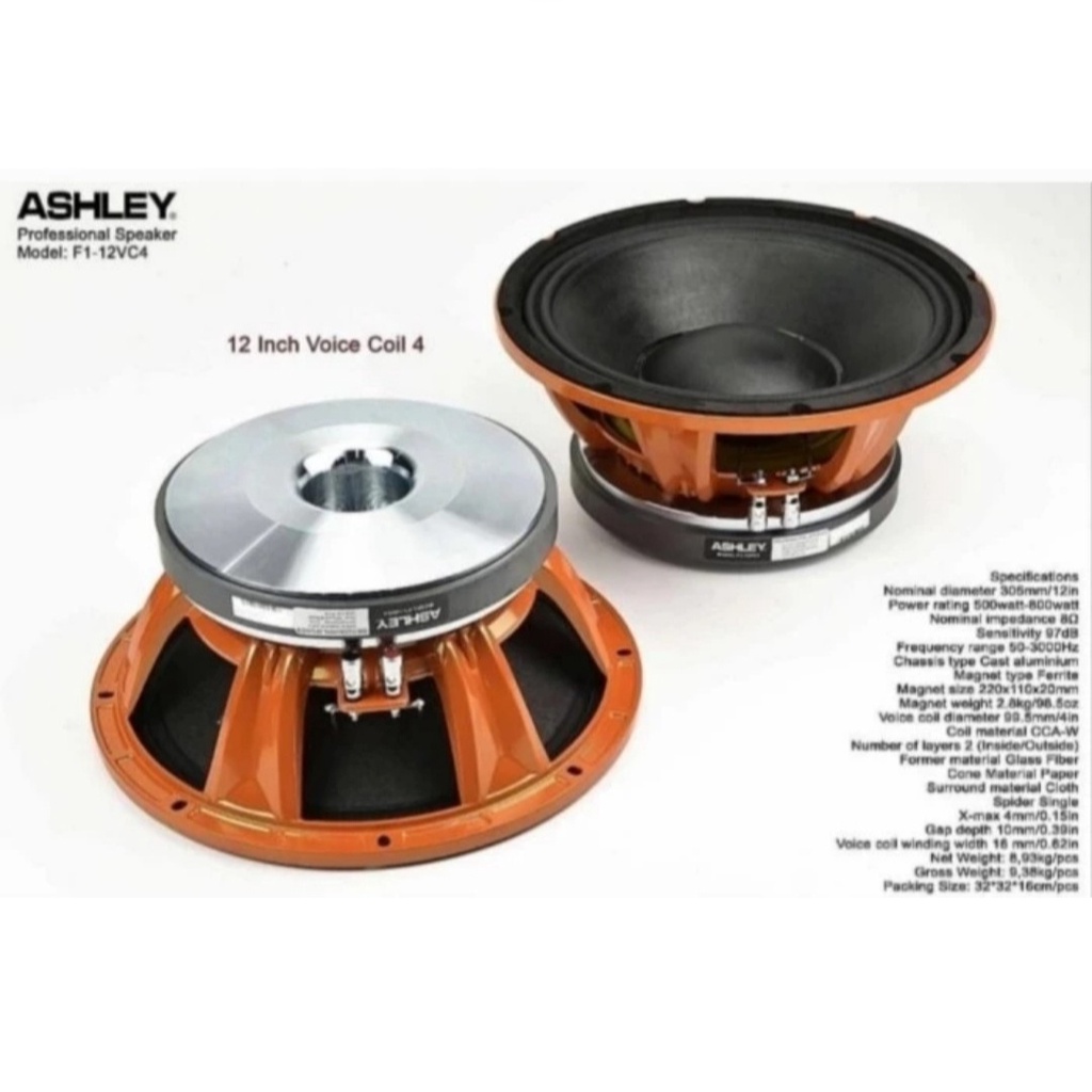 Komponen Speaker Ashley f112vc4 / f1 12vc4 / f1 12 vc4 Orange
