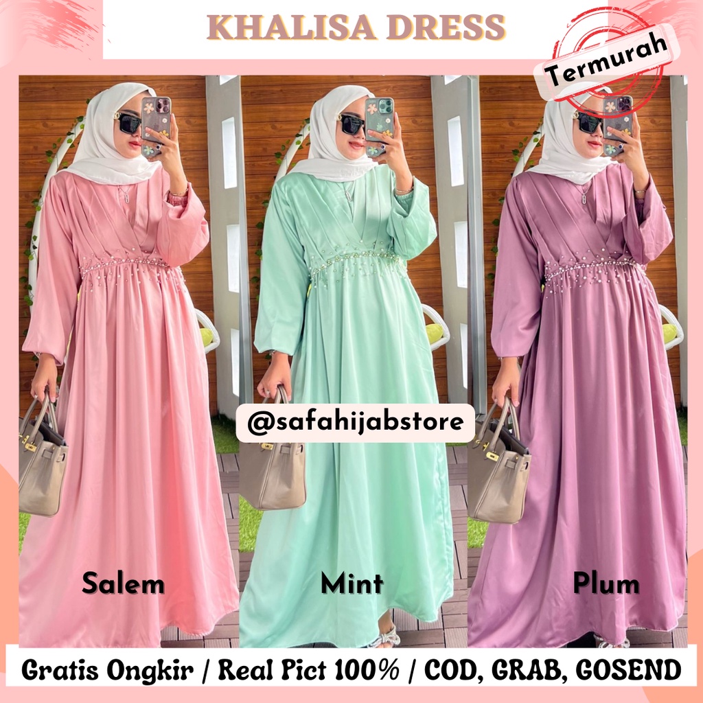 KHALISA DRESS/DRESS KONDANGAN/DRESS SERAGAMAN/DRESS SILKY/DRESS PAYET