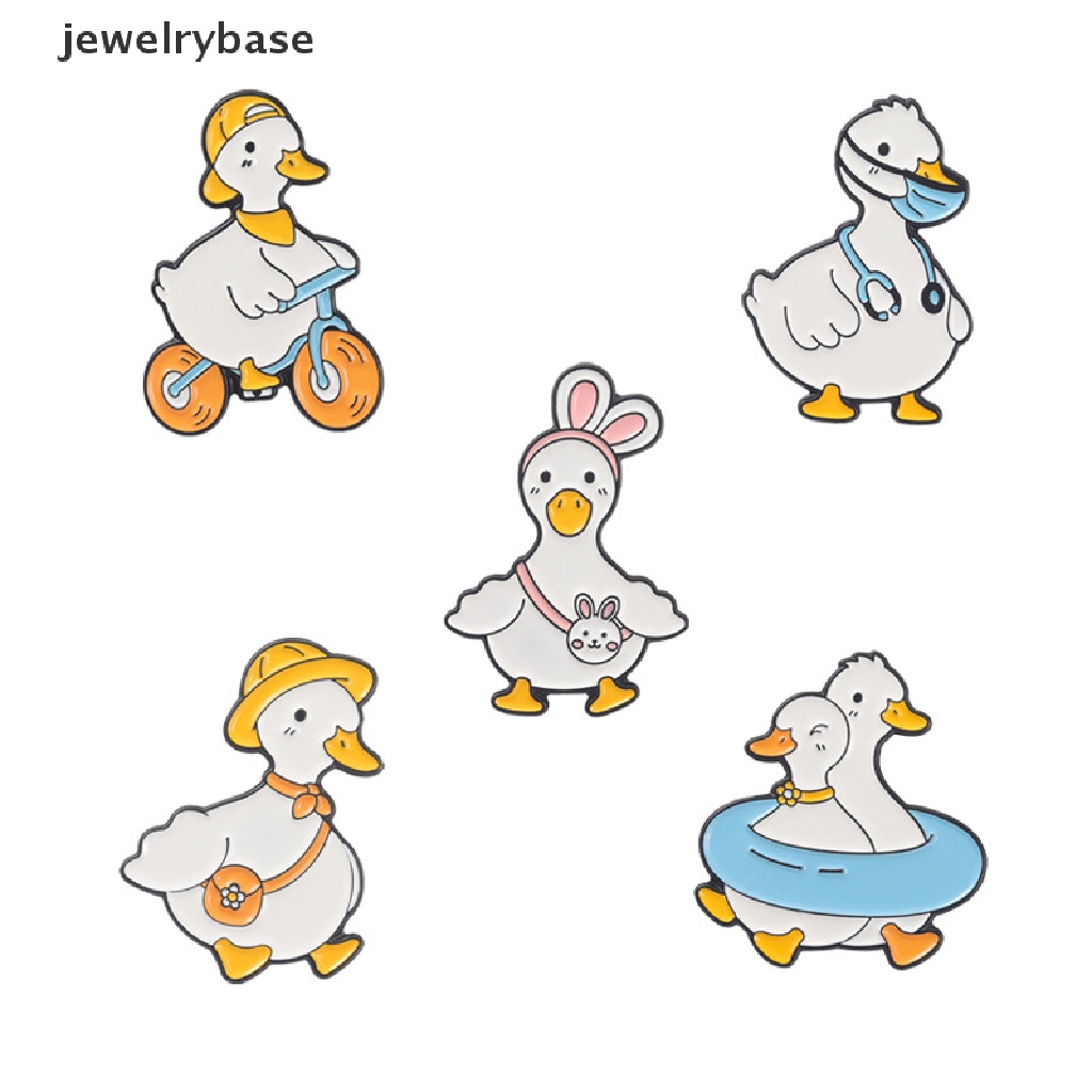 Bros Pin Enamel Desain Hewan Bebek Angsa Berenang Untuk Kerah Tas Belanja