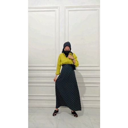 Rok Polka wanita bahan shakila Al size fit to xl/rok pollka wanita